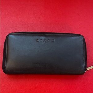 Coach Accordion Wallet Black 7.25”L 4”W